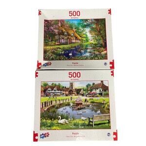 Sure-Lox 500 Piece Jigsaw Puzzle Summer Thatched‎ Home & Village